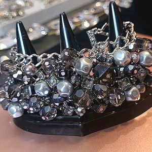 Premier Designs Silver, Black and Gray  beaded bracelet